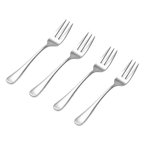 Dessert Forks Set of 4 Stainless Steel 5.43 Inch Small Cake Pastry Forks Silver