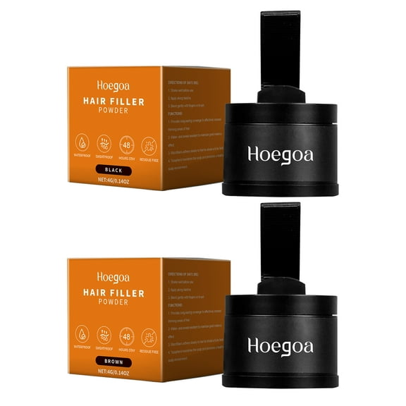 Hoegoa Long Lasting Hairline Powder - Natural Volumizing Solution for Thinning Hair, Black Brown, 4g