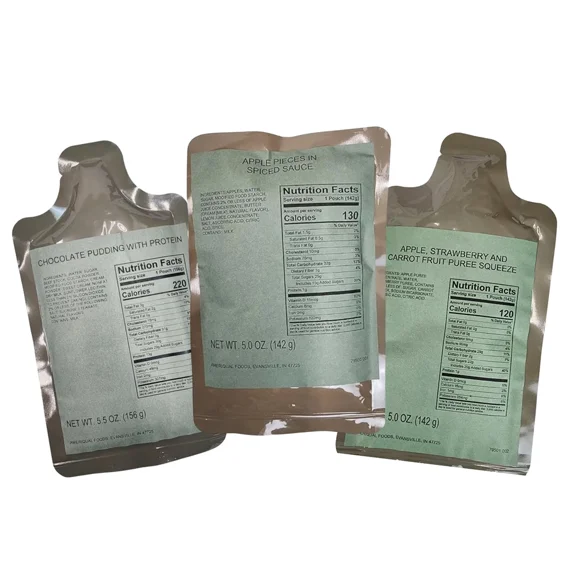 Dessert Fruit Pudding Apples Puree MRE Camping Survival 3-Pack