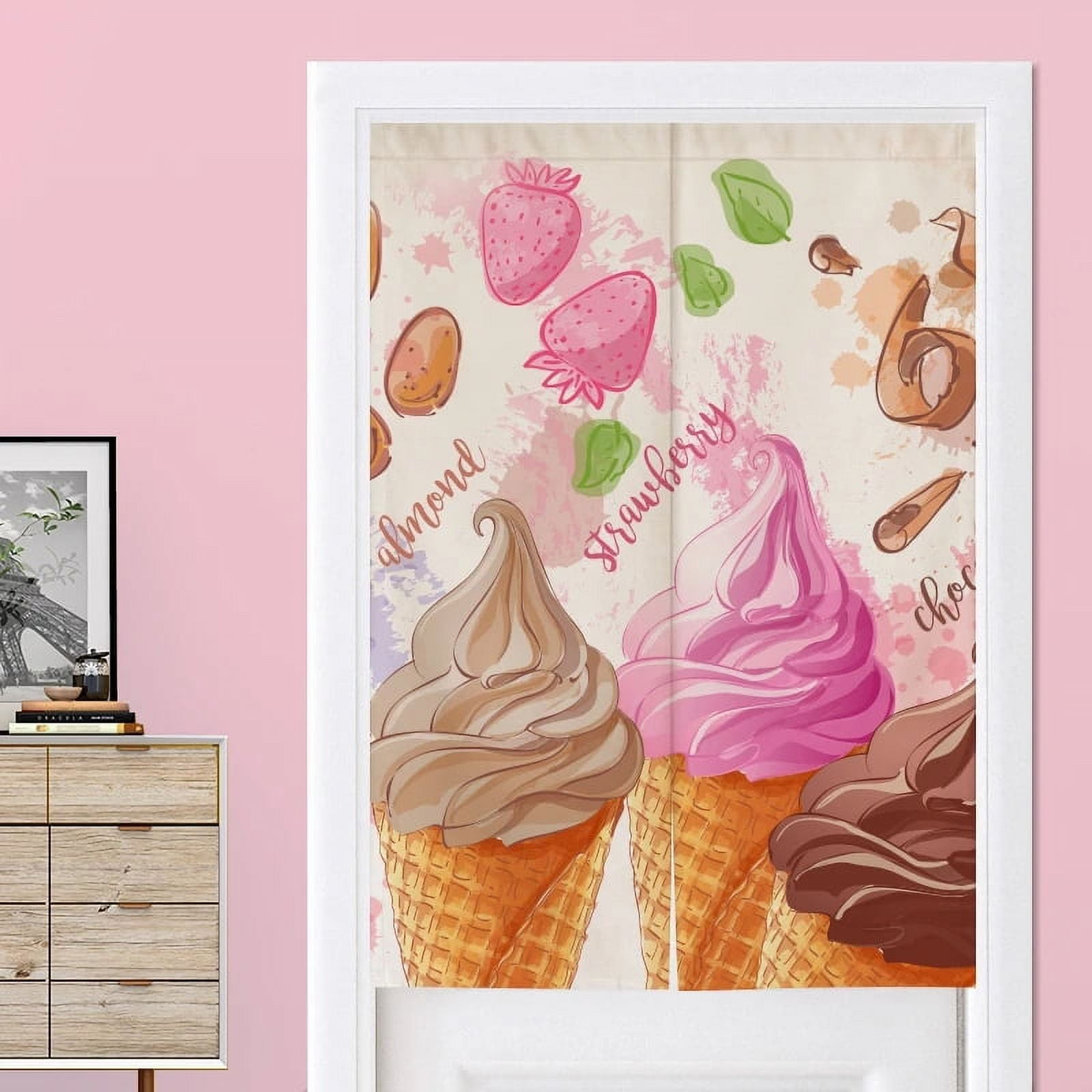 Dessert Ice Cream Door Curtain Noren for Kitchen Curtains Bathroom Cafe