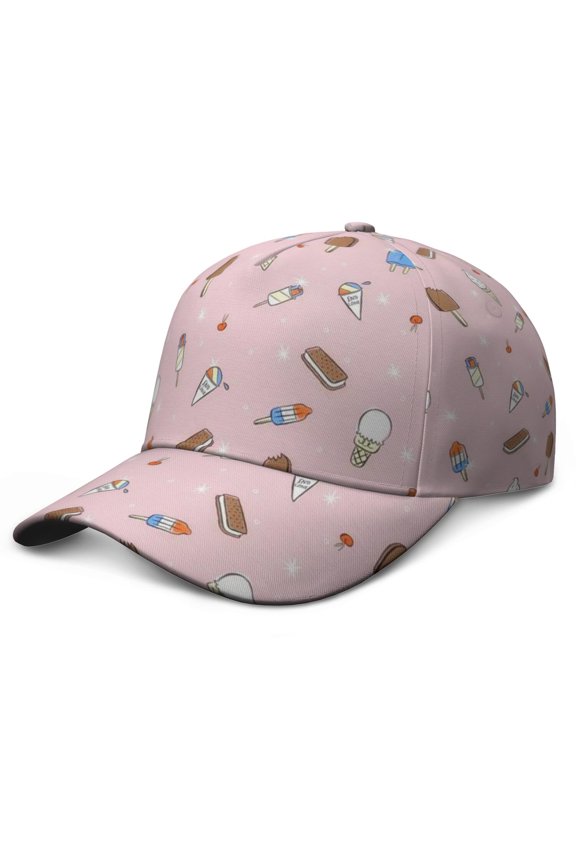 Dessert Ice Cream Sweet Treats Baseball Cap – Lightweight Adjustable Dad Hat with Colorful Summer Food Pattern Design