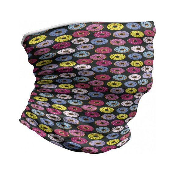 Dessert Neck Gaiter, Colorful Ring Donuts Doodle, Unisex, Multicolor, by Ambesonne