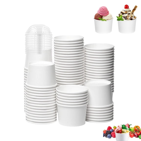 Dessert Paper Cups,6.7 Oz Disposable Paper Ice Cream Cups,25pack Disposable Sundae Containers for Parties,Barbecues,Picnics