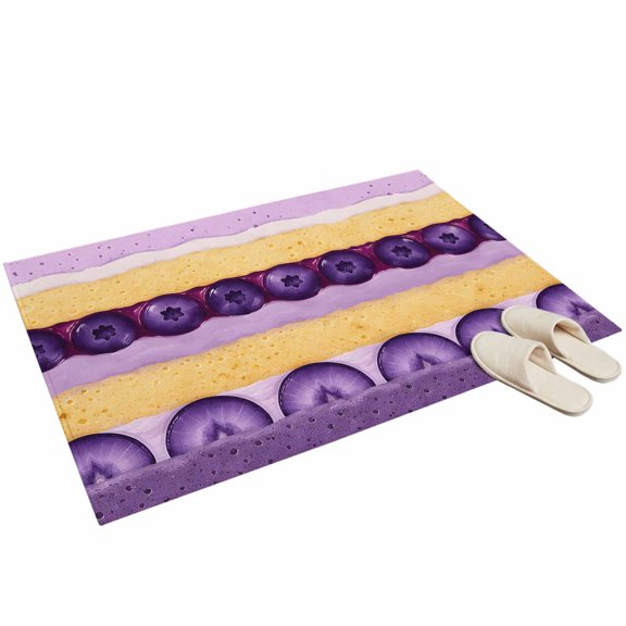 Dessert Pattern Washable Area Rug 2 x 3 ft Cute Sweet Purple Cake Blueberry Slices Soft Non‑Slip Rugs Stain Repellent Indoor Mats for Front Door, Narrow Hallway, Kitchen Doorway, Bedside