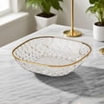 thumbnail image 1 of Dessert Plates 7 Inch, Pinch Bowls for Cooking Prep, Reusable Plastic Plates with Gold Trim & Raised Edge, Small Plates for Appetizers Salad Snack, Cocktail Sandwich, 1 of 6