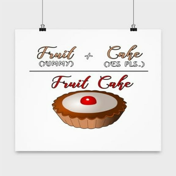 Dessert Poster, Fruit + Cake Yes Please, Foodie Wall Art Gift, White 13x13in Poster