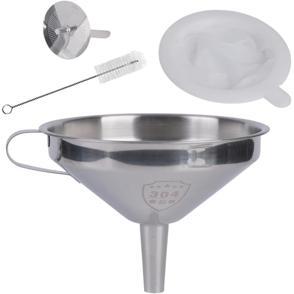 Dessert Pulp Separator Funnel,Stainless Steel Mesh Strainer with Side Handle, Drink Filtering, for Bakers
