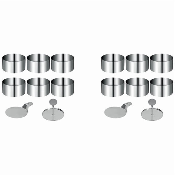 Dessert Rings and Food Rings, Small Ring Set, 16 Pieces Mini Cake Ring Moulds, Tamp for Baking Cake Accessories