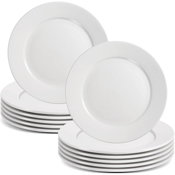 Dessert Salad Plates Set of 12,8 Inch White Porcelain Dinner Plates,Appetizer Plates for Dinner,Ceramic Dessert Plate Set,Microwave Oven Dishwasher Safe