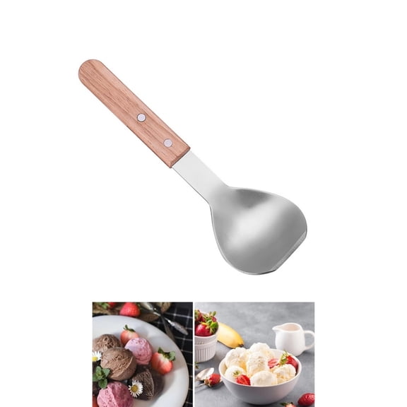 Dessert Scoop Spade,Lightweight Dessert Scoop with Wooden Handle,QZS Reusable Ice Cream Spade for Home and Restaurant Use,1Pcs
