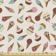thumbnail image 1 of Ambesonne Dessert Fabric by the Yard Upholstery, Ice Cream and Cake Patterns, 5 Yards, Champagne Multicolor, 1 of 5