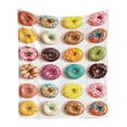 thumbnail image 1 of Dessert Soft Flannel Fleece Blanket, Bakery Themed Photo of Top View Colorful Delicious Donuts with Different Toppings, Cozy Plush for Indoor and Outdoor Use, 50" x 60", Multicolor, by Ambesonne, 1 of 5