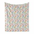 thumbnail image 1 of Dessert Soft Flannel Fleece Blanket, Candy Shop Inspired Whipped Cream Topped Cupcakes Swirl Lollipops Macarons Donuts, Cozy Plush for Indoor and Outdoor Use, 50" x 60", Multicolor, by Ambesonne, 1 of 6