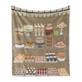 thumbnail image 1 of Dessert Soft Flannel Fleece Throw Blanket, Illustration of Bakery Shop Window Displaying Apple Pies Milkshakes Cakes, Cozy Plush for Indoor and Outdoor Use, 50" x 70", Multicolor, by Ambesonne, 1 of 6