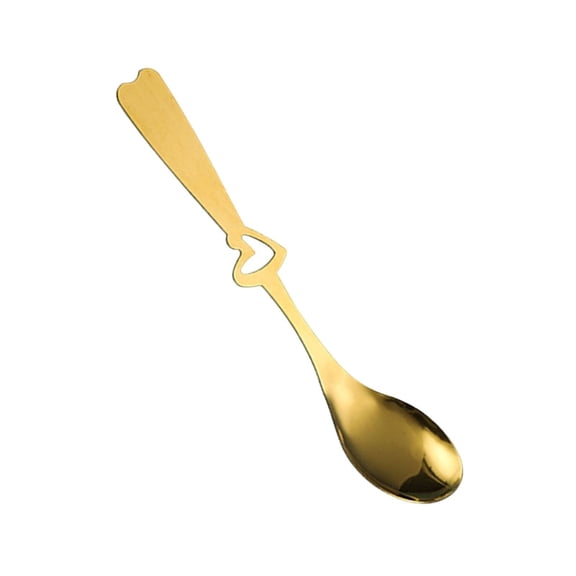 Dessert Spoon, Ice Cream Spoon, Coffee Spoon, Decorative Small Teaspoon, Multipurpose Heart Hollow Handle Spoon for Dessert, Yogurt, Latte, and Sugar Stirring, Stainless Steel Tableware,Gold