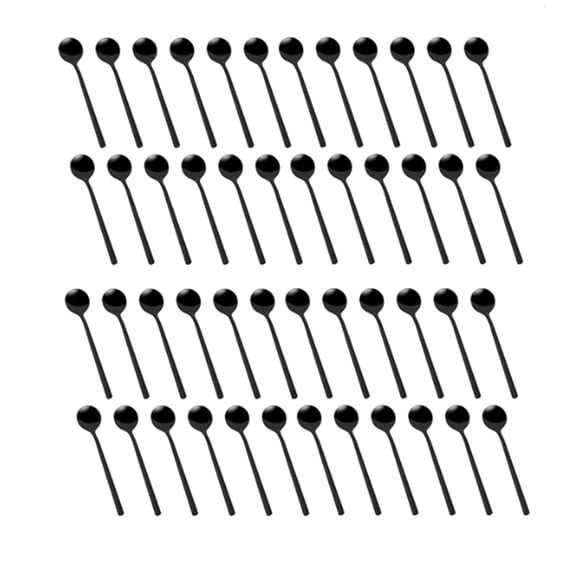 Dessert Spoons Coffee Black Plated Teaspoons Frosted Handle for Tea Ice Cream Cake