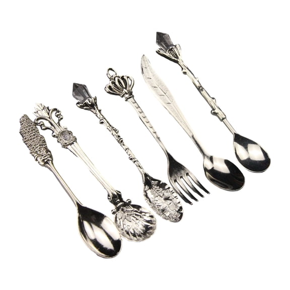 Dessert Spoons Set 6-Piece Crystal Zincs Stirring Tools for Coffee Cocktail Parties Dishwasher Safe