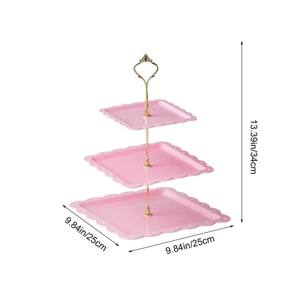 Dessert Stand Dessert Stand Square 3-Tier Cake Stand Fruit Tray Candy Dish Snack Tray Nut Holder European Serving Stand for Home Party Afternoon Tea Daily Use 3 Tier Dessert Stand