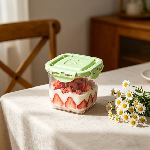 Dessert Storage Container, Plastic Airtight Sealed Food Preservation Box, Transparent Stackable Jar for Yogurt, Pudding, Ice Cream, Cakes, Snacks, Home Use