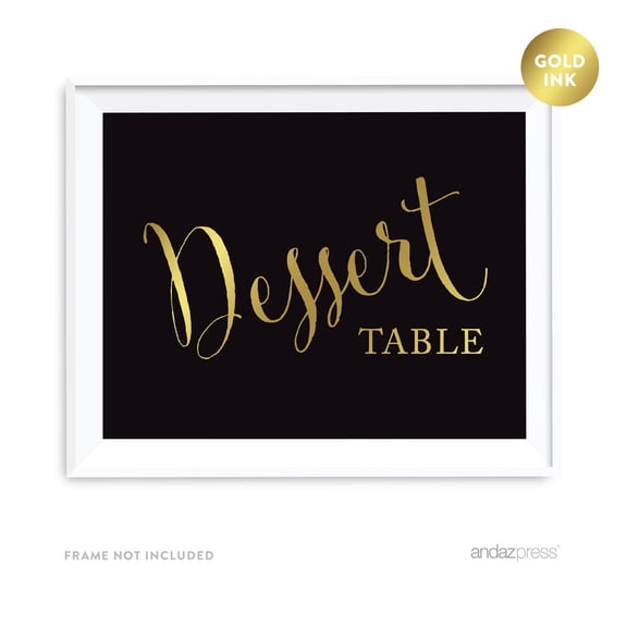 Dessert Table Black and Metallic Gold Wedding Signs