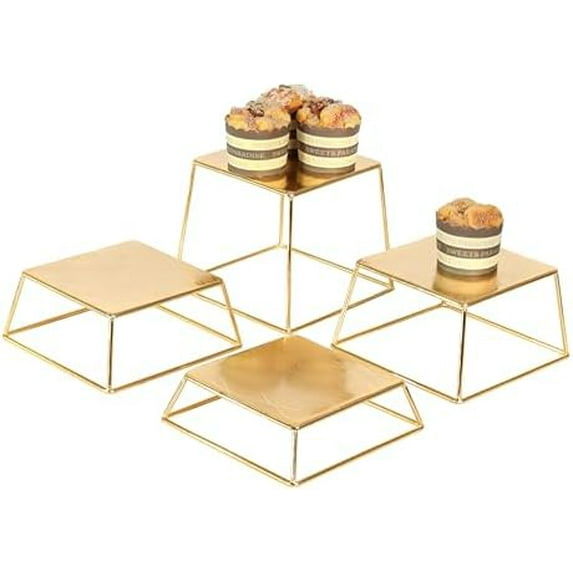 Dessert Table Risers Display Stands Food display Gold Metal Square ...