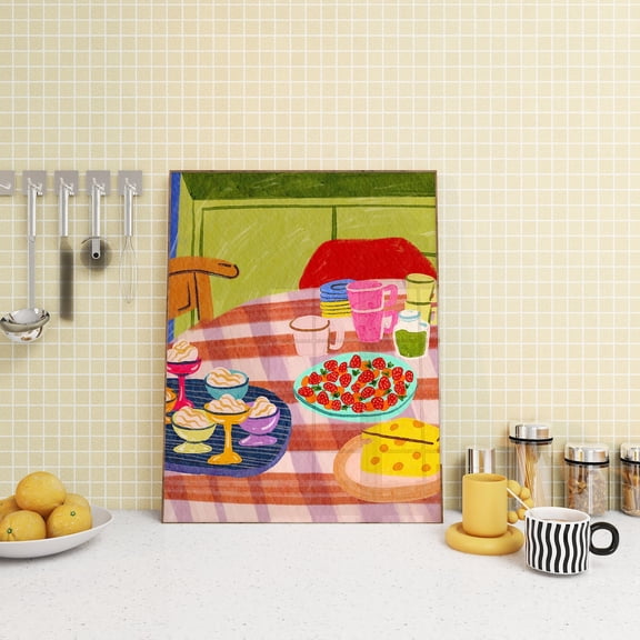 Dessert Tablescape Colorful Kitchen Wall Art, Unframed Paper Poster 8x10in