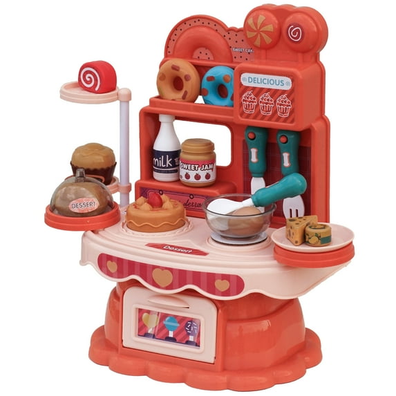Dessert Toys for Toddlers & Kids | 30pcs Pretend Play Set with Service Table & Desserts Toys