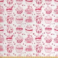 thumbnail image 1 of Dessert Upholstery Fabric by the Yard, Hand Drawn Illustration of Cupcake Variety with Piece of Cakes on Plate, Decorative Fabric for DIY and Home Accents, Hot Pink and White by Ambesonne, 1 of 4