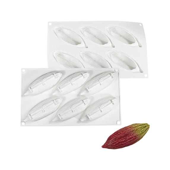 Dessert Wax Making Mold, Cacao Shape Silicone Pan with 6 Cavities for ...