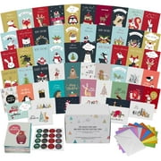 Dessie 100 Unique Modern Christmas Cards with Envelopes and Matching Sealing Stickers. Happy Holiday Cards with Short Greetings Inside. Bulk Christmas Cards Boxed with Envelopes
