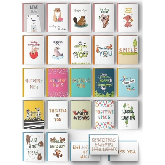 Dessie 25 Thinking of You Cards with Unique Designs and Messages, 5” x 7”