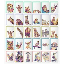 Dessie 30 Cute Rainbow Animal Theme Blank Greeting Cards with Envelopes. Any Occasion