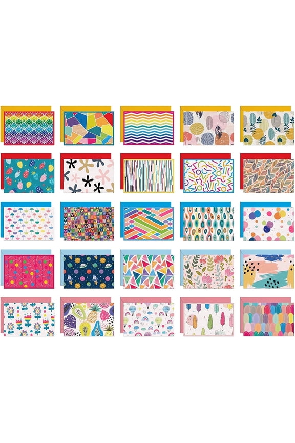 50 Blank Greeting Cards and Envelopes with Unique Designs for All Occasions, 4 x 6