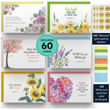 Dessie® 60 Inspirational Christian Cards with Uplifting Verses and Designs, 4” x 6”