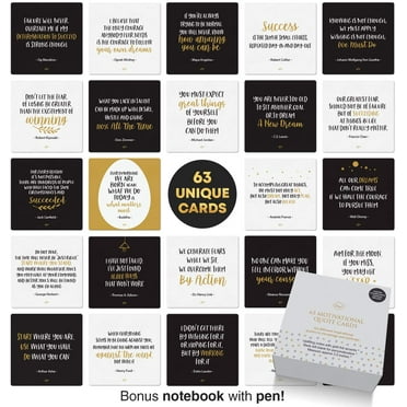 Dessie Motivational Cards - 63 Unique Encouragement Cards Deck with Inspirational Quotes. Bonus Inspirational Notebook and Pen Included