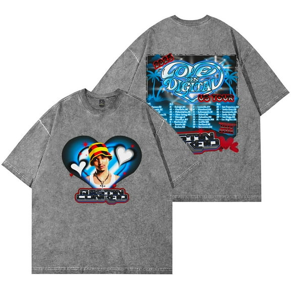 Destin Conrad Love On Digital Tour 2025 Wash T-Shirts Women Men HipHop Cotton Short Sleeve Tee