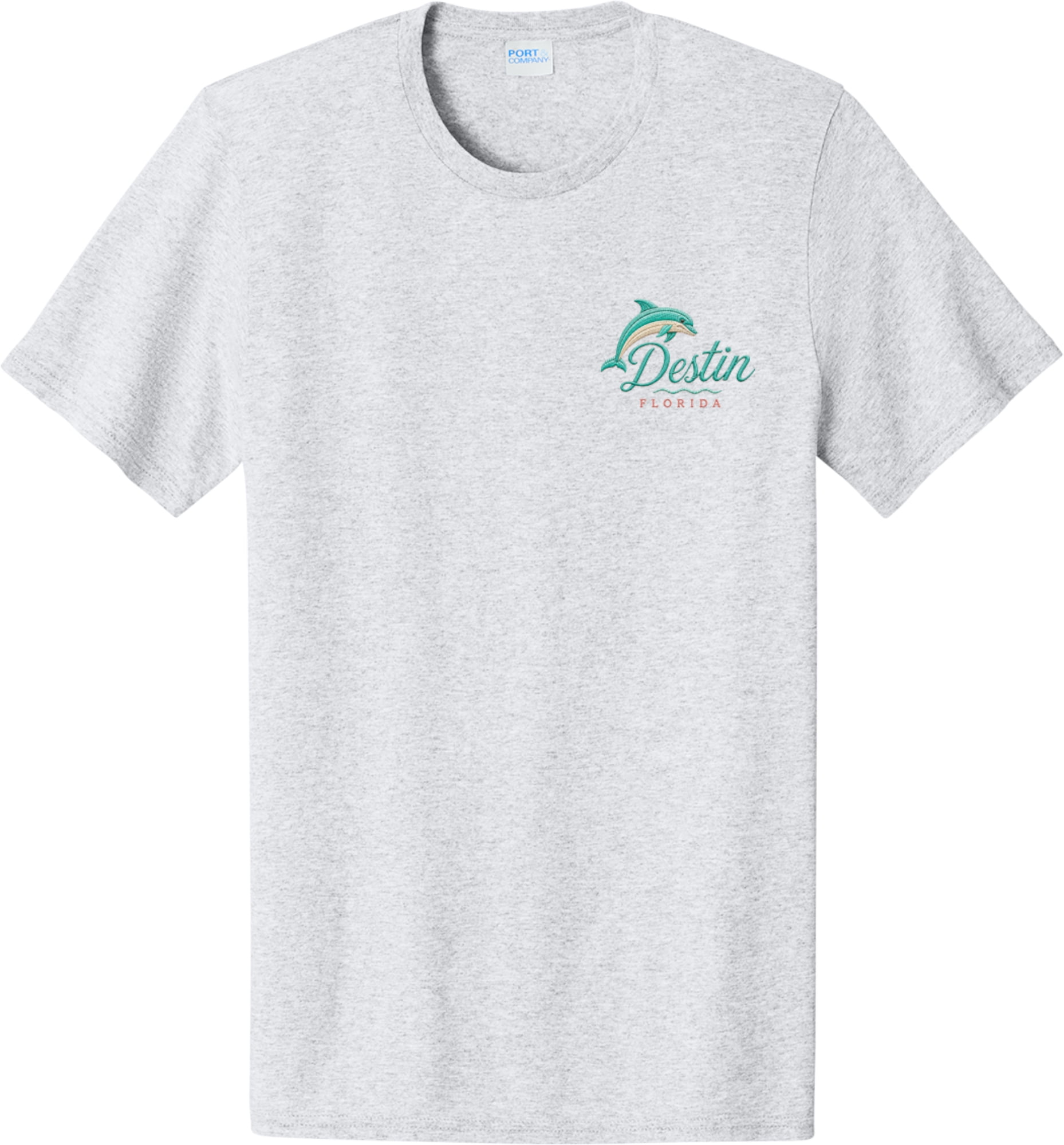 Destin Faux Embroidery Front and Back Printed Short Sleeve T-Shirt