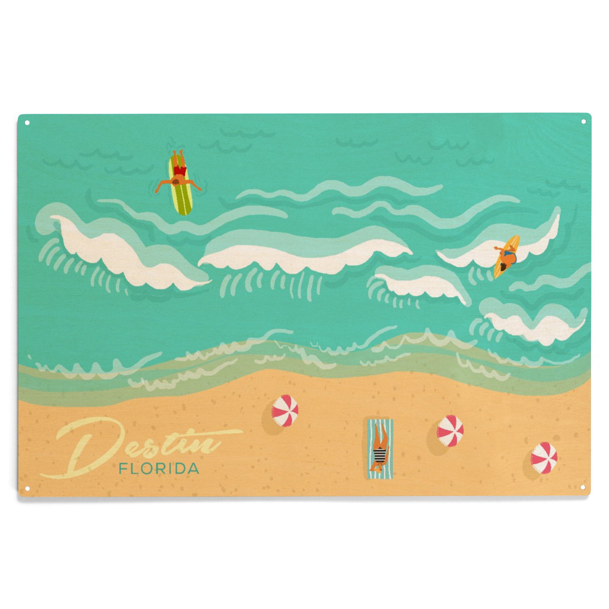 Destin, Florida, Aerial Beach Scene Birch Wood Wall Sign (10x15 Rustic Home Decor, Ready to Hang