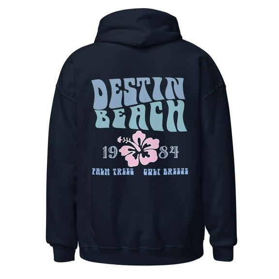Destin Florida Beach Hoodie Unisex Womens Mens Mid-Weight Retro
