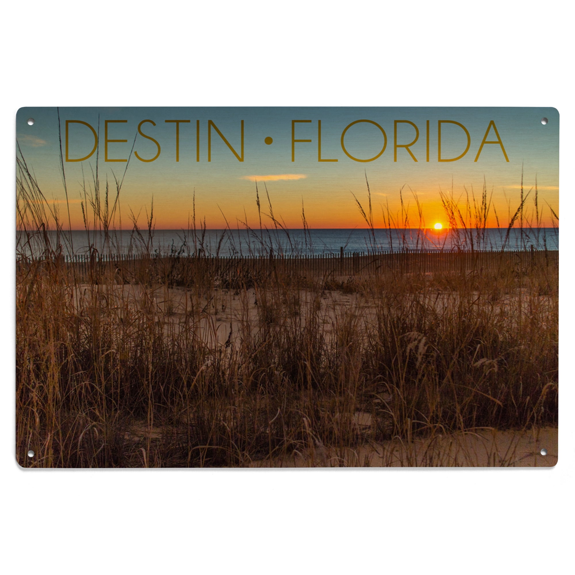 Destin, Florida, Beach and Sunrise Birch Wood Wall Sign (6x9 Rustic ...