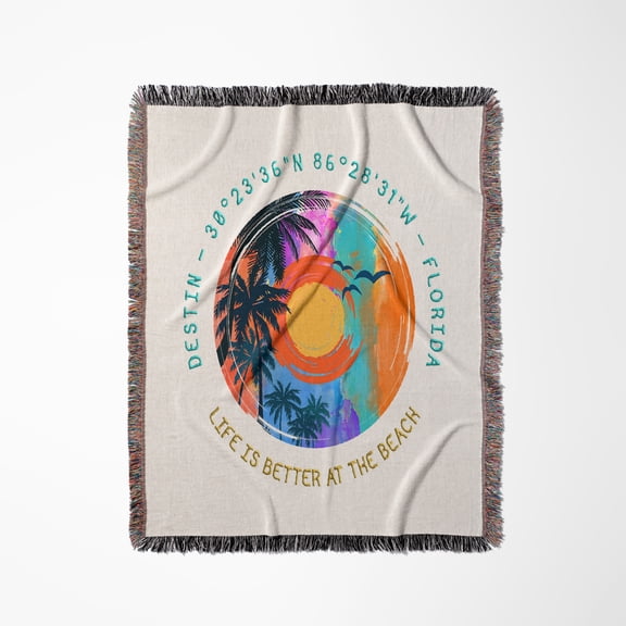 Destin, Florida. Life Is Better At The Beach Summer And Travel Gift, Woven Blanket