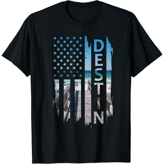 Destin Florida Summer Sunset American Flag Patriotic T-Shirt mens t shirt，black，women，funny，misfits，men，journey