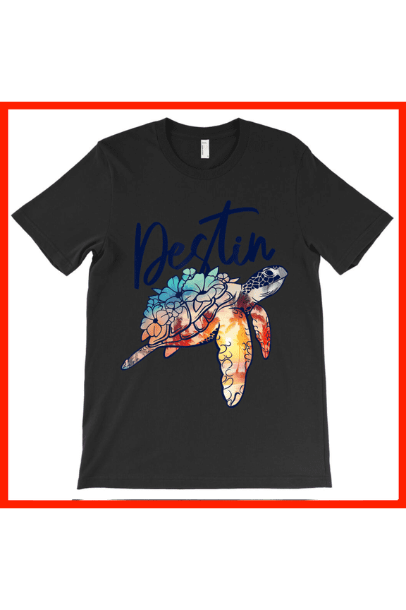 Destin Florida Turtle Sunset Beach Vacation T-Shirt AH4117, Premium for Unisex - Extended Sizes Up to 5XL