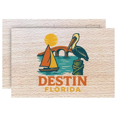 Destin Florida Vintage Design Souvenir 4 x 6 Wood Postcard Full Color