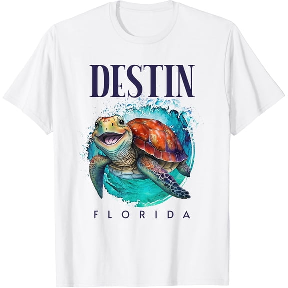 Destin Florida Watercolor Happy Sea Turtle T-Shirt