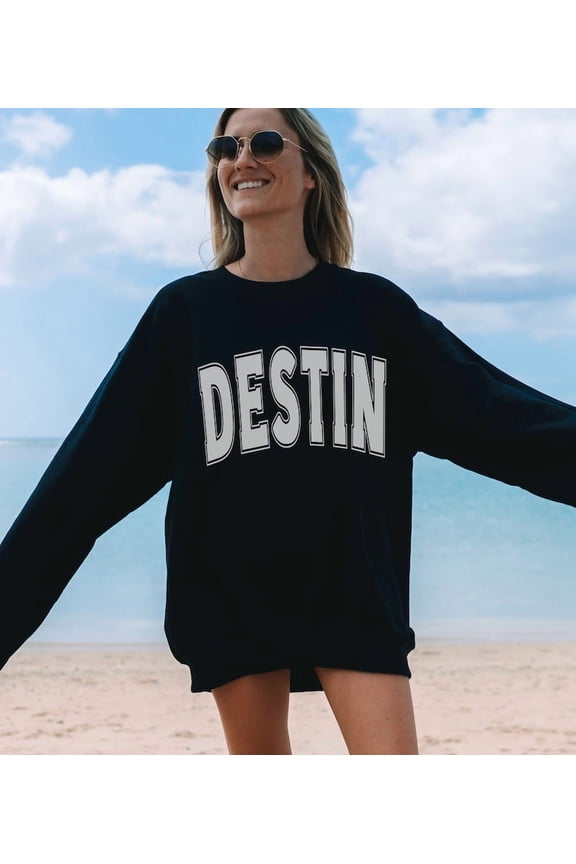 Destin Sweatshirt, Trendy Varsity Sweatshirt, Aesthetic College Crewneck, Oversized Minimalist Sweater, Destin Bachelorette Shirt Sweatshirt All Size S-5XL