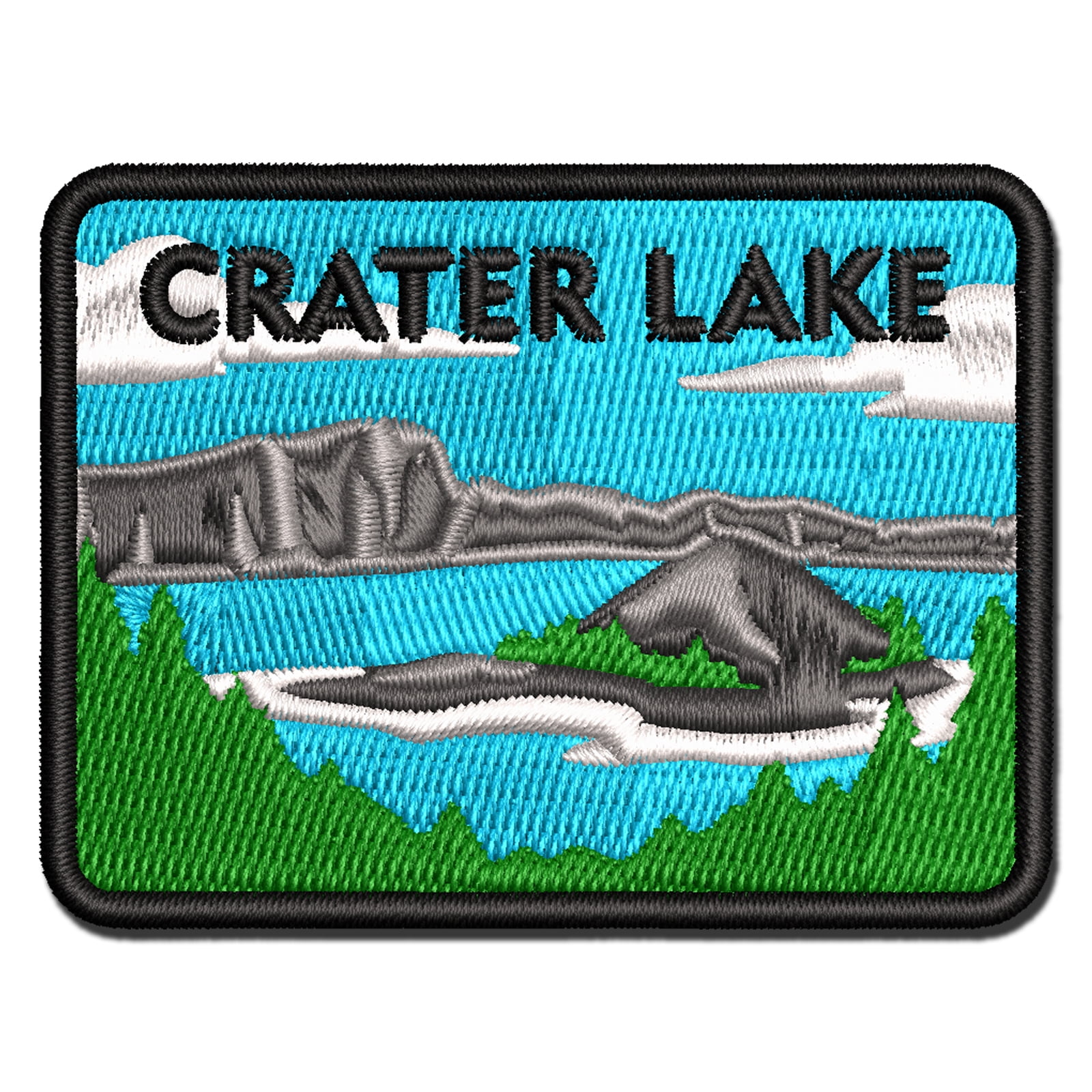 Destination Crater Lake National Park Applique Multi-Color Embroidered Hook & Loop Patch - 3.5 Inch Large