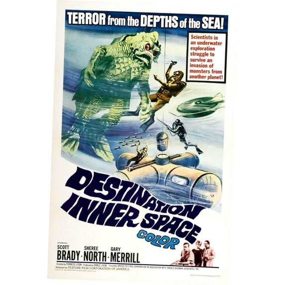 Destination Inner Space Movie Poster Metal Sign 8Inx 12In Metal Print 8x12 Square Adults Best Posters