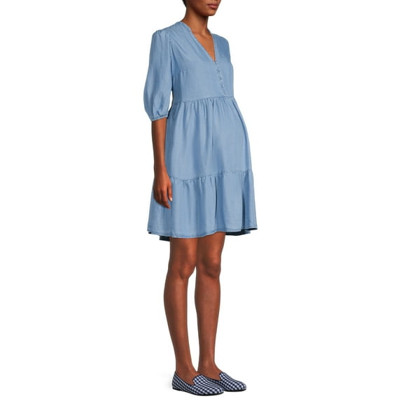Destination Maternity Women's Dress with Puff Sleeves