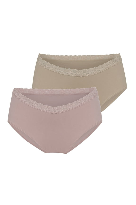 Women's Lace Cooling Seamless Under Belly Bikini Panty, 2-Pack, Sizes S-2XL